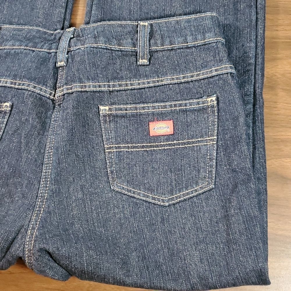 Dickies Red Plaid‎ Flannel Lined Dark Wash Straight Leg Denim Jeans 10 Tall - Picture 8 of 12
